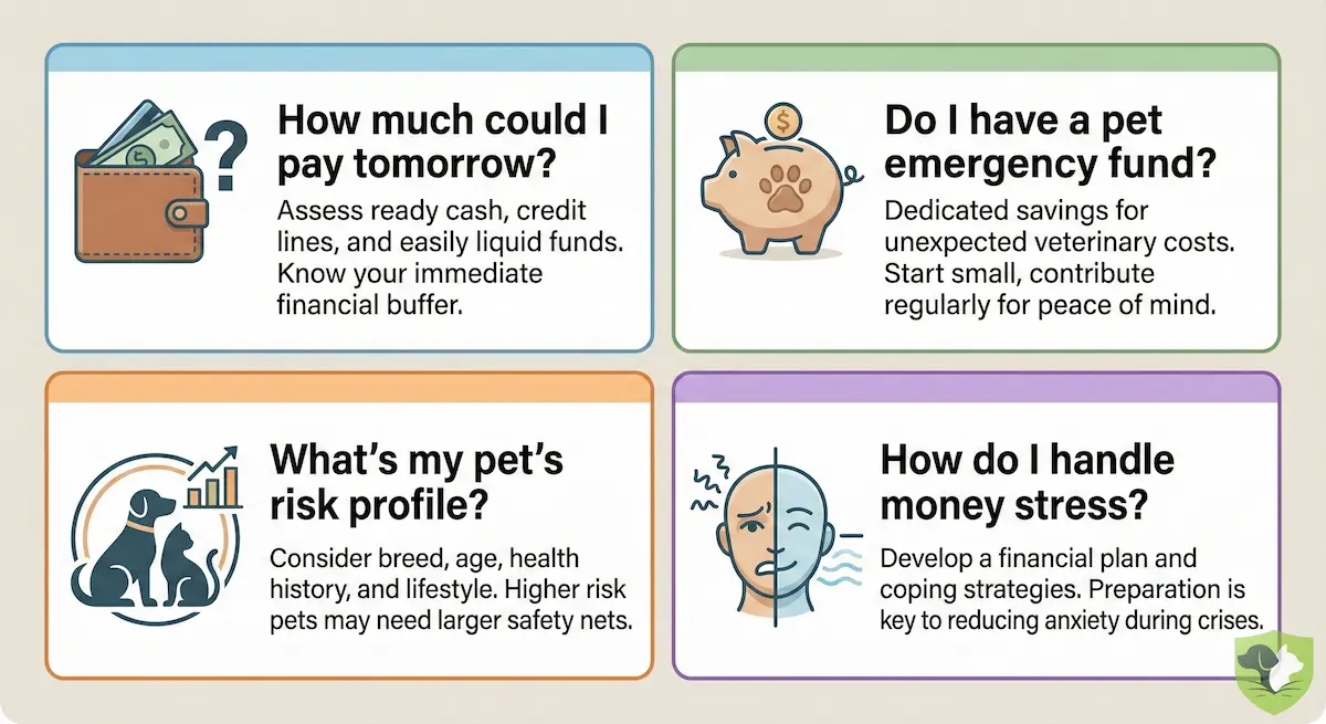 Four essential questions to ask yourself before buying cheap pet insurance, displayed as a checklist