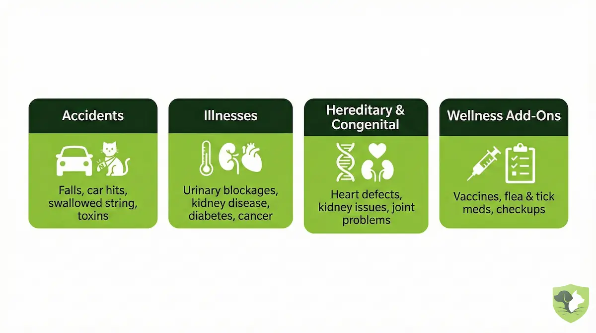 What cat insurance covers: accidents, illnesses, genetic conditions, and routine care add-ons