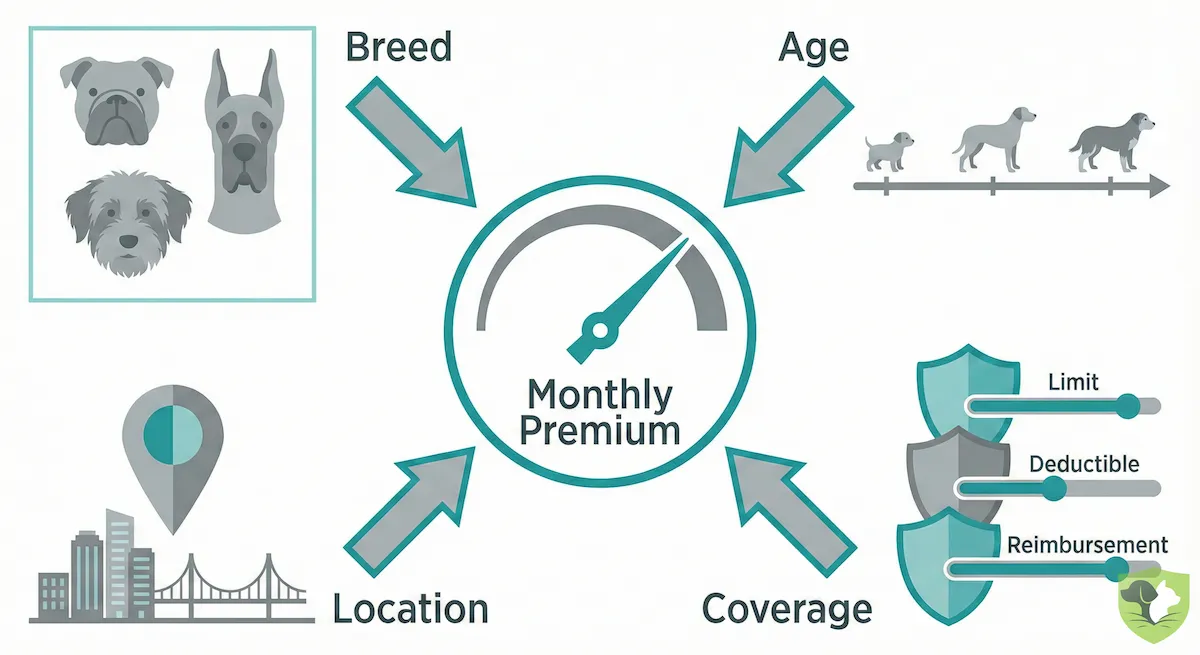 What drives dog insurance cost: breed, age, location, and coverage level