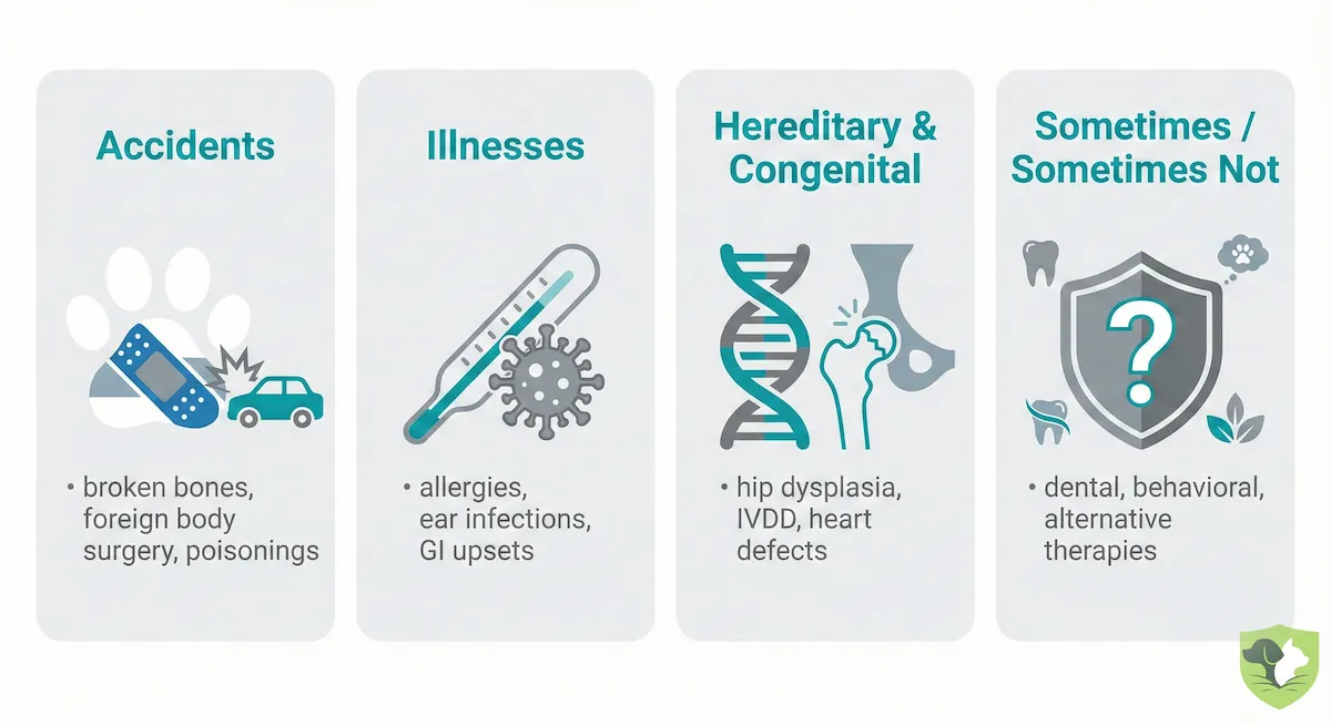 What dog insurance covers: accidents, illnesses, genetic conditions, and common grey areas