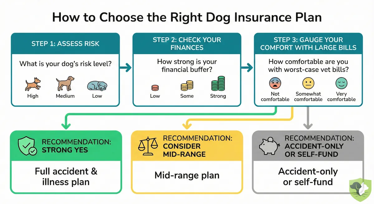 Is dog insurance worth it decision tree based on risk, financial buffer, and tolerance