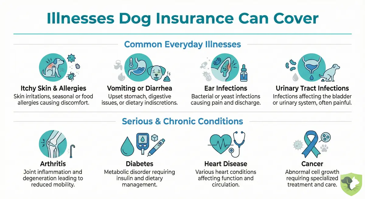 Illnesses dog insurance covers: from common allergies and ear infections to serious conditions like cancer