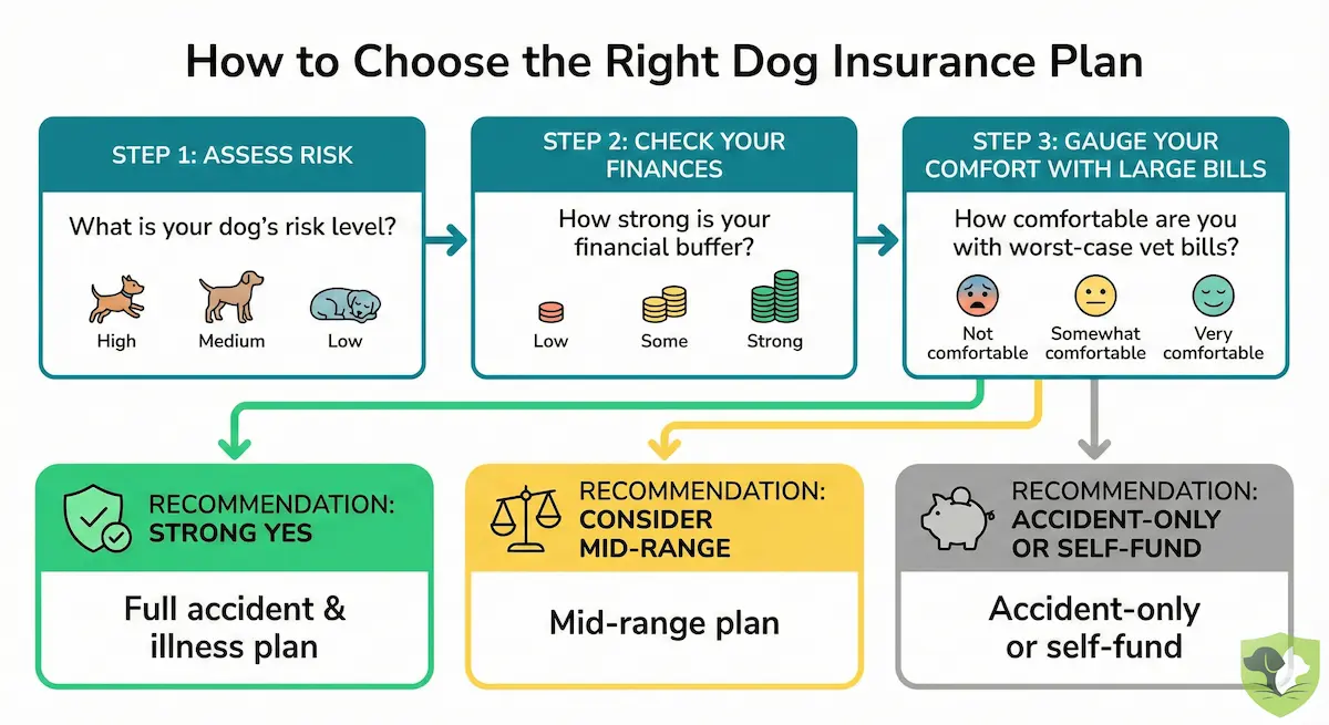 Is dog insurance worth it decision tree based on risk, financial buffer, and tolerance