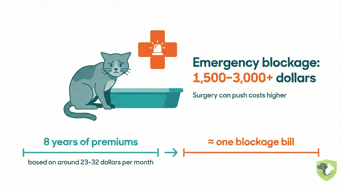 The blocked tom crisis: Male cat urinary obstruction costs $1,500-$3,000 for emergency treatment, often striking without warning